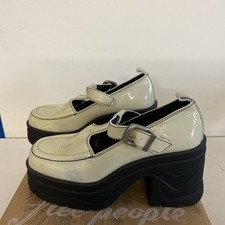 Free People Mayla Platform Patent Leather Mary Jane Pumps White Women's 8.5 NEW