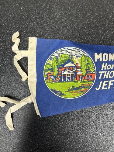Vintage Monticello Felt Pennant Home of Thomas Jefferson Charlottesville Va. - Picture 2 of 6
