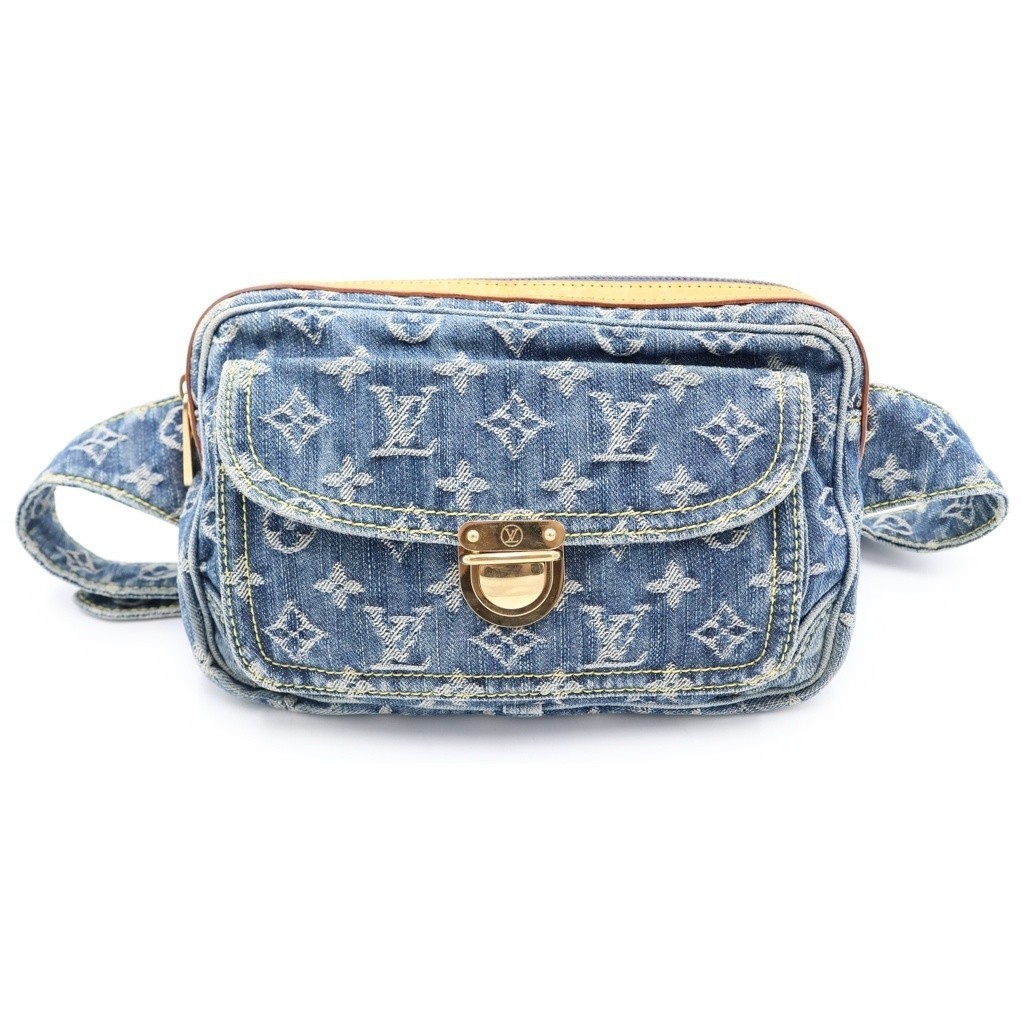 Auth Louis Vuitton Monogram Denim Bum Bag M95347 Shoulder Bag Indigo