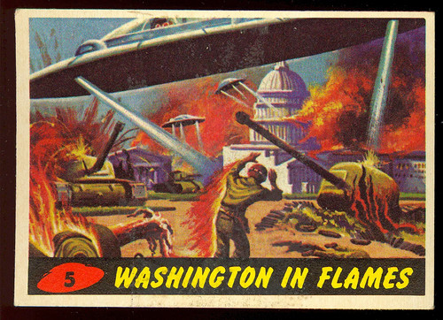 1962 Topps Mars Attacks #5 Washington in Flames — TAG (grade unconfirmed)