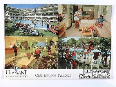 Cala Ratjada, Mallorca, Aparthotel Diamant, 4 Ansichten, Spanien, AK, gelaufen 1