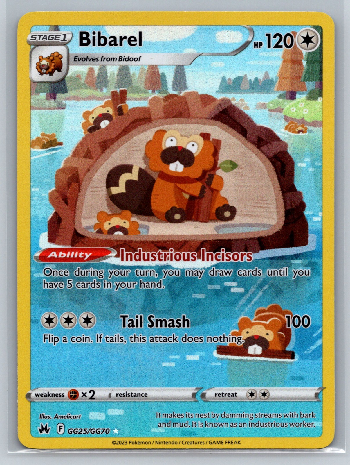 Bibarel Holo Ultra Rare SWSH: Crown Zenith: Galarian Gallery GG25/GG70 NM