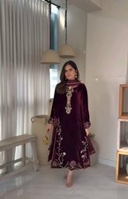 Attractive Look Heavy Viscose Velvet Top And Bottom With Dupatta For Women