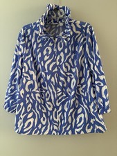Zenergy by Chicos Blue  White Abstract Full Zip Jacket Performance Size 3 L 
