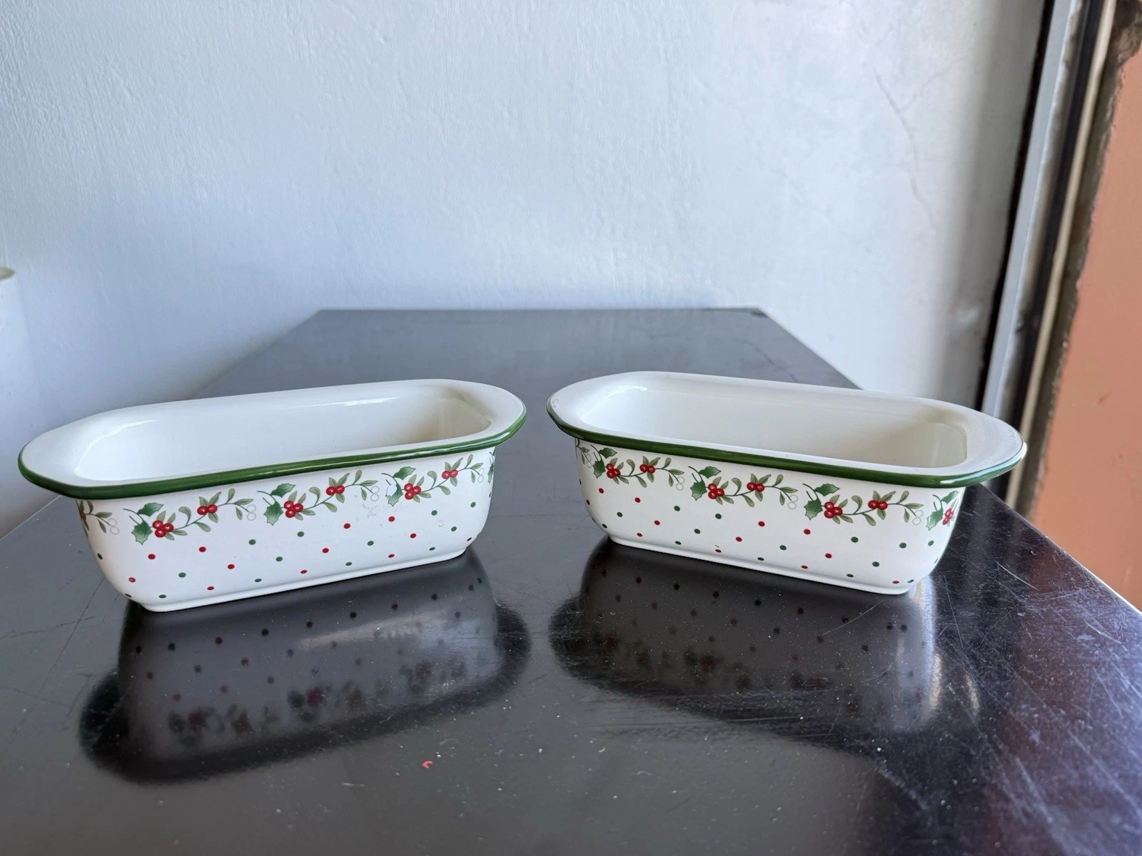 Pfaltzgraff Winterberry 2X Mini Loaf or Bread Pan 8" Ceramic Holiday Bakeware