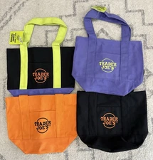NEW TRADER JOE'S HALLOWEEN MINI CANVAS TOTE BAG - SET Of 4 - New