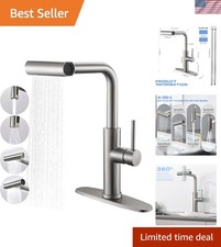Waterfall Kitchen Faucet with Pull Down Sprayer, 4 Modes Sweep/Stream/Waterfa...