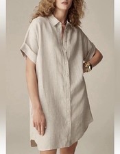 J.CREW Baird McNutt Irish Linen Shirtdress Dress Beige Tan Size Small