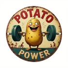 Vintage Potato Power Round Tin Metal Signs Home Décor Wall Art 8x8