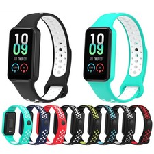 For Amazfit Band 7 Rubber Strap Sport Two-tone Round Hole Strap Sports Wristband