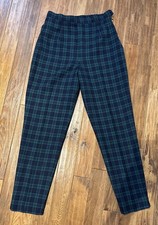 VTG 80s Pendleton Wool Pants Size 10 Black Green Tartan Plaid Lined Made in USA