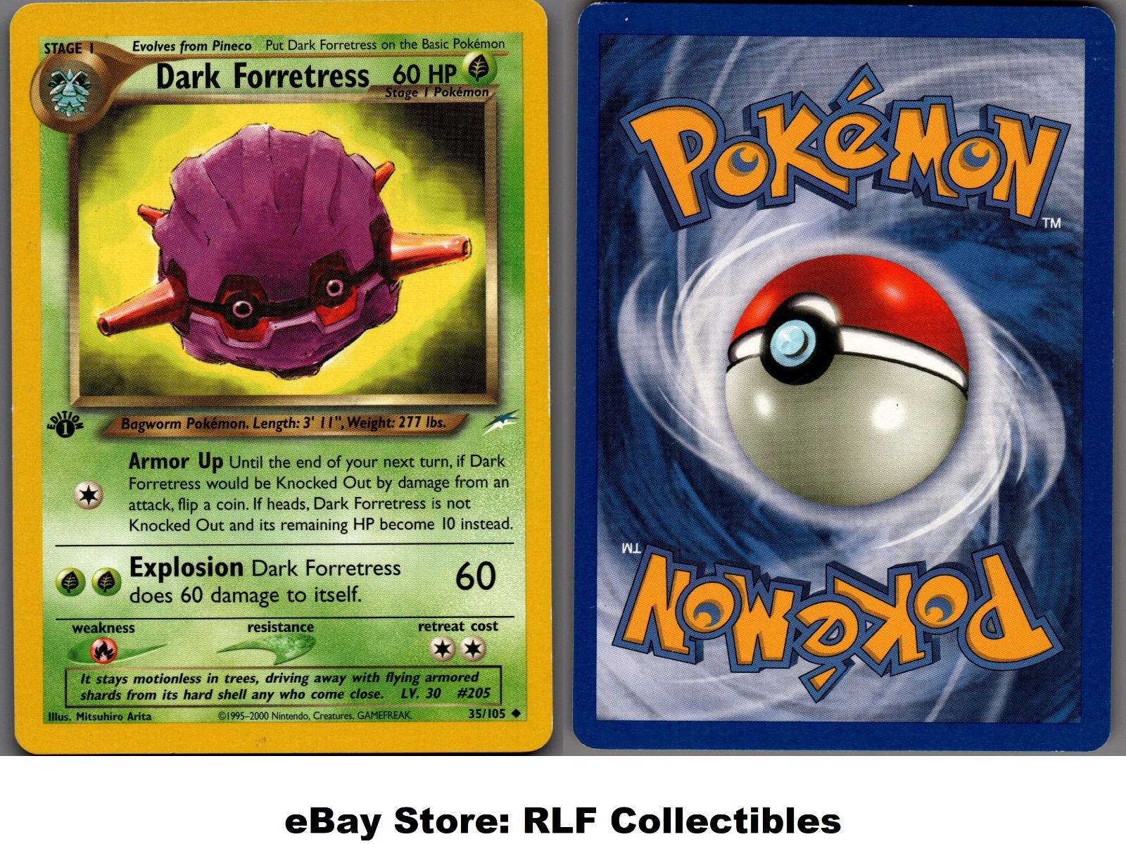 2002 Pokemon, Neo Destiny, #35/105 Dark Forretress, 1st Edition, Uncommon
