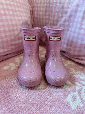 Hunter Kids Rain Boots Pink Strawberry Print Size 6 US Toddler Rubber Boots