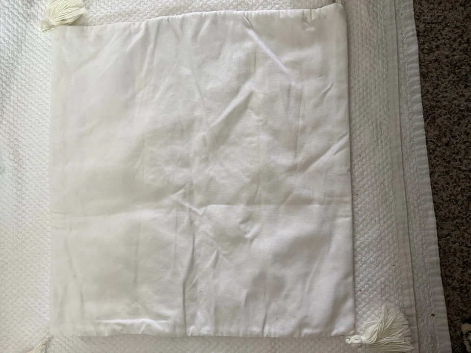 Aztec Motif Zipper Pillow Cover Embroidered Ethnic White Pillow 17 x 19 - Image 4 of 4