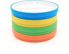 Elk and Friends Kids 6.7 Porcelain Divided Plates with Silicone Sleeves Suita