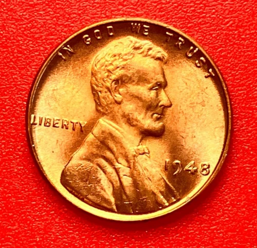 1948-P Lincoln Wheat Cent Penny GEM RED BU From an Original Bank Roll