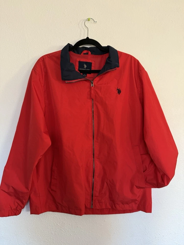 U.S. POLO ASSN Jacket Red Men’s Long Sleeve Casual Full Zip Medium-Free Ship - Image 2 of 4