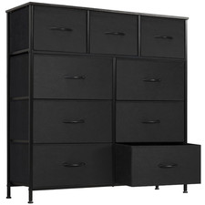 Dresser for Bedroom with 9 Drawers, Anti-Tip Tall Fabric Chests Storage Organize
