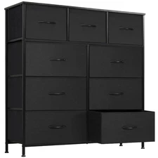 Dresser for Bedroom with 9 Drawers, Anti-Tip Tall Fabric Chests Storage Organize