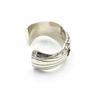 Navajo Pamela Benally Signed Sterling Red Coral Stamped Cuff Bracelet #S5420-4 — photo 4