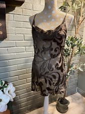 Victoria s Secret Vintage Y2K Silk Blend Brown Burnout Slip Dress Size Medium