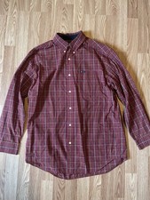 Chaps Ralph Lauren Men’s Easy Care Dress Shirt Red Square Check Size Large