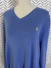 POLO Ralph Lauren Men's Blue 100 Pima Cotton V-Neck Sweater Size XL
