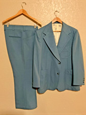 Vintage 70s Levi's Panatela Leisure Suit Mens 40 Powder Blue Mod Disco 2pc