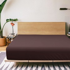 Twin XL Fitted Sheet Only Bottom Deep Pocket up to 15 Inch Dark Brown