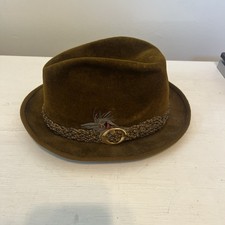 Stetson Heritage Dk Green Feathered The Sovereign Size 7 1/4 Men  s Hat Box