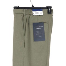 Pantalones de vestir Tommy Hilfiger para hombre calce relajado 34x34 verde salvia plisados elásticos nuevos con etiquetas