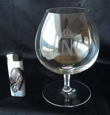 Moser Glas Kristallglas signiert großer Schwenker N Napoleon Krone handgraviert