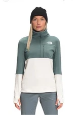 The North Face Tagen Women’s Teal Green Colorblock 1/4 Zip Fleece Ski Size L