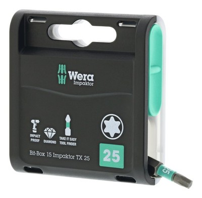 Wera Bit-Box 15 Impaktor T25 x 25 mm 15er Box - 10 Stück - 05057775001