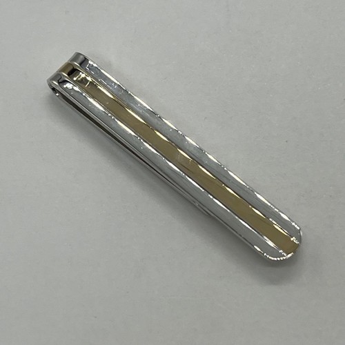 Tiffany & Co. Tie Bar Center Line Clip 14K Yellow Gold  SV925 Rare No Box