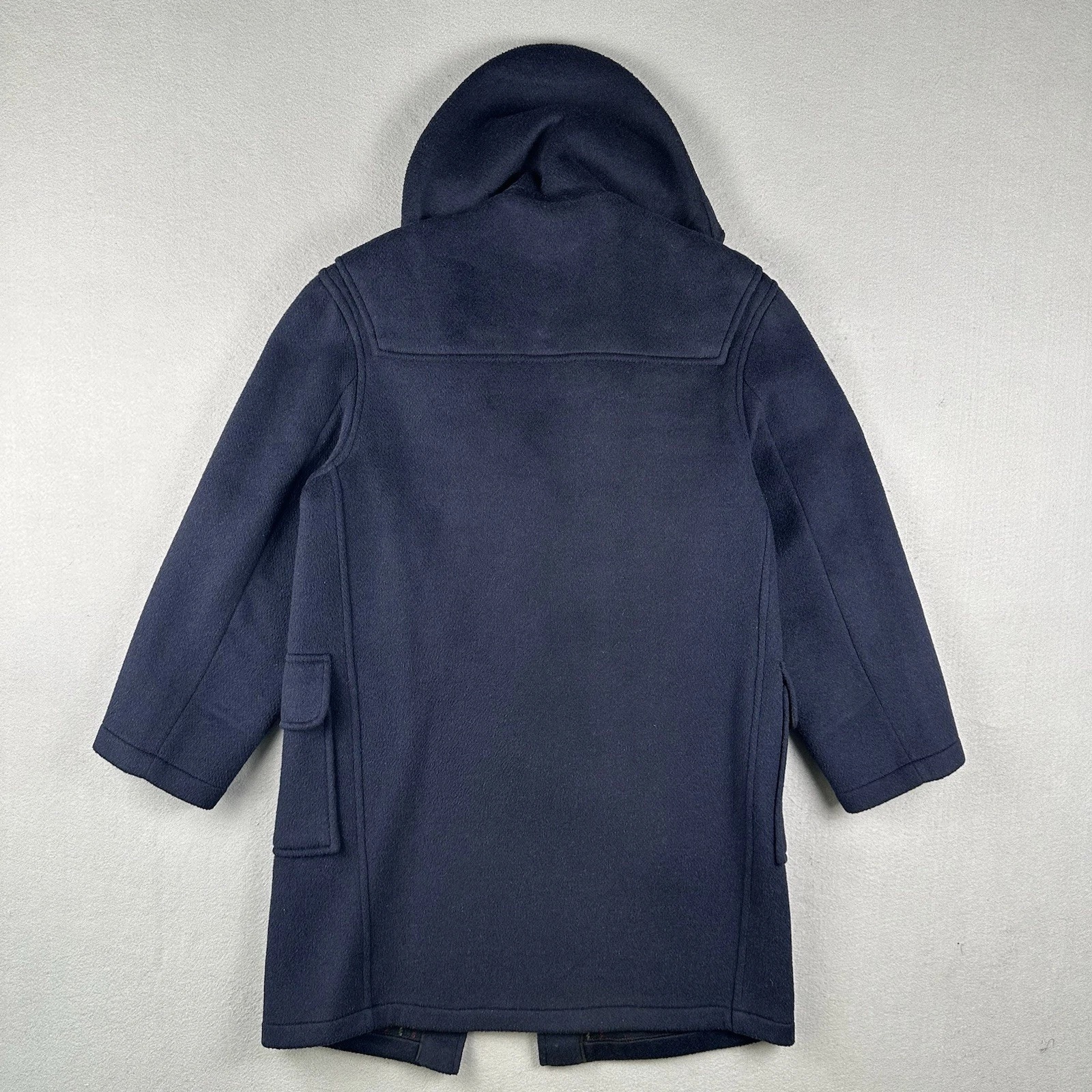 Gloverall Duffle Coat Men’s Small Navy Blue Wool Toggle Hooded Tartan England - product detail image 20