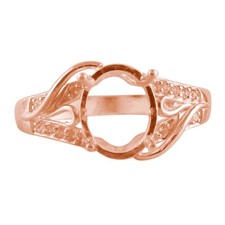 Semi Mount Ring 8X10MM Oval Shape Solitaire Ring 925 Sterling Silver Rose Plated