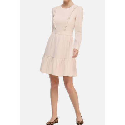 Women's Gal Meets Glam Collection Hayley Ruffle Detail Long Sleeve Dress, Size 0 - Ivory Women's Gal Meets Glam Collection Hayley Ruffle Detail Long Sleeve Dress, Size 0 - Ivory