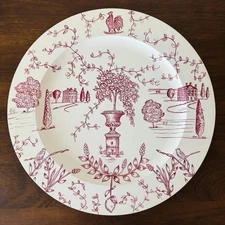 Wedgwood Toile de Jouy Red Handpainted Wooden Tray/ Charger Joie De Vivre