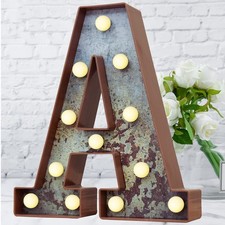 LED Marquee Light Up Letters Industrial Vintage 22.5cm x 17.5cm x 4.5cm, rust