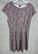 LOFT Dress Womens Size 14 Floral Pleated Stretch Prairie Cottagecore Teacher