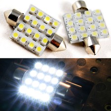 2 White Led Bulbs 36mm Festoon Dome Map Lights Interior