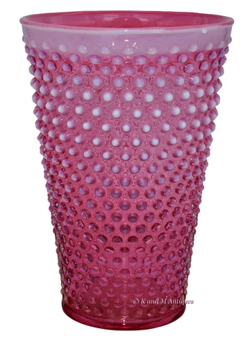 Fenton Cranberry Opalescent Hobnail #398 - 8 1/2" Flip Vase