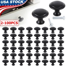 Round Cabinet Knobs Matte Black Stainless Steel Kitchen Bathroom Cabinet Pulls