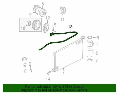 Manguera de línea de condensador de aire acondicionado Chevrolet Express Savana genuina GM 1996-2000 19169399 Foto 2 de 2
