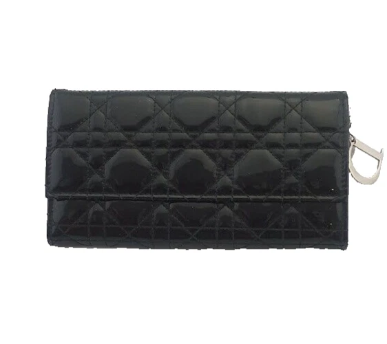Sac à main Dior en cuir verni noir, authentique.
