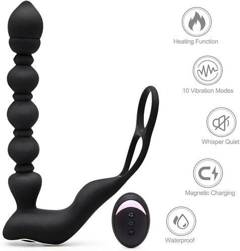Vibrating Anal Beads Prostate Massager Butt Plug Vibrator Cock Ball Ring Sex Toy - Picture 7 of 12