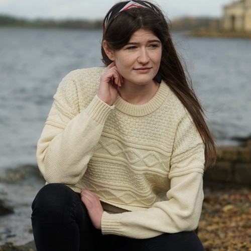 UK MADE - 100% British Wool Fisherman Pattern Guernsey Jumper - Mars - Picture 31 of 84