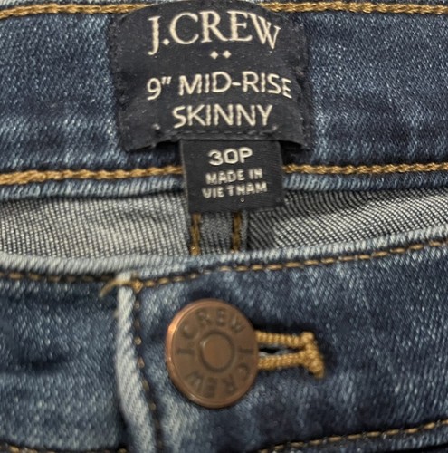 J. CREW Women’s 9 Inch Mid-Rise Skinny Jean Dark Blue Size 30P - Picture 2 of 4