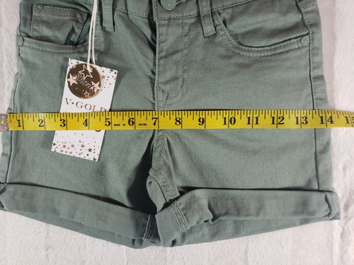 V GOLD Vigoss Girls Roll Cuff Bermuda Shorts Adjustable Waist Olive Green 10 NWT - Picture 9 of 14